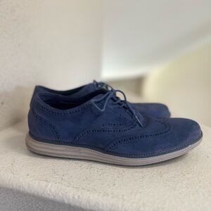 Cole Haan Lunargrand Navy Blue Suede Wingtip Oxford Men's Size 11 Office Shoes‎